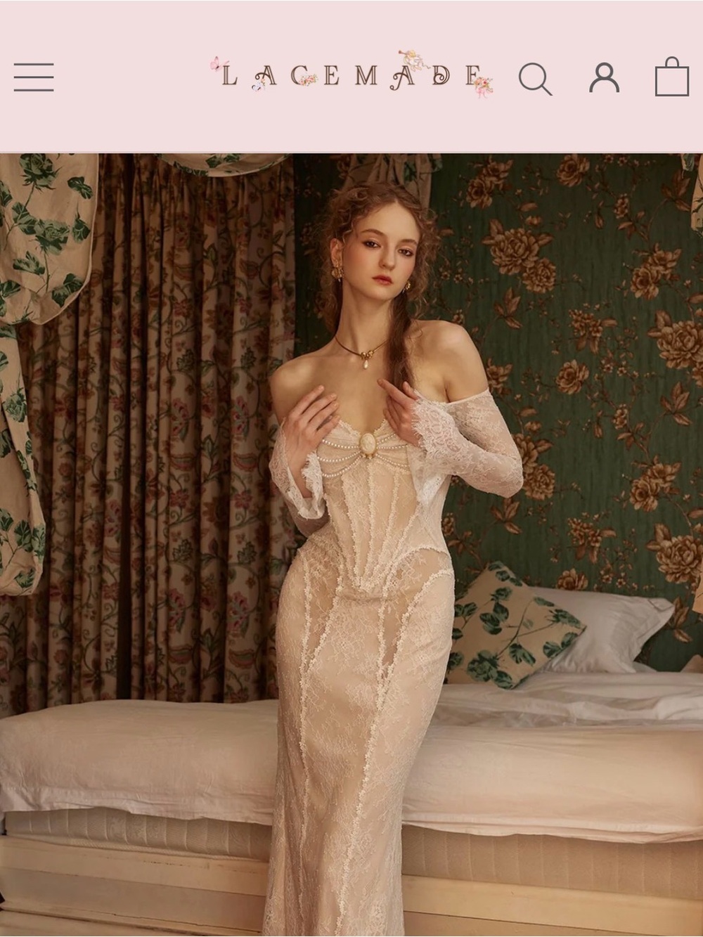 NWT NEVER WORN Lace Off-Shoulder Sheer Evening Gown (fits women’s 6/8 U.S)